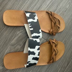 Cow print sandals